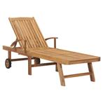 vidaXL Chaise longue Bois de teck solide, Jardin & Terrasse, Verzenden, Neuf