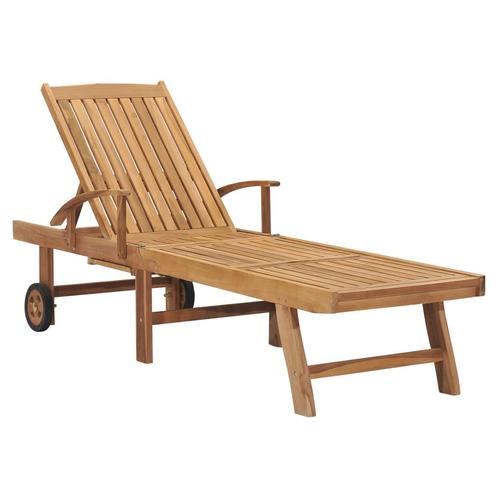 vidaXL Chaise longue Bois de teck solide, Jardin & Terrasse, Chaises longues, Neuf, Envoi