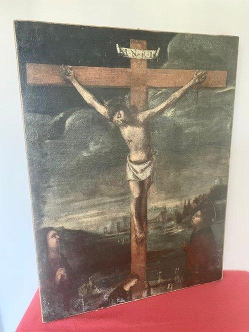 Italiaanse school (XVII) - La Crocifissione di Cristo con, Antiek en Kunst, Kunst | Schilderijen | Klassiek