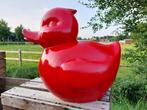 Beeld, large red bath duck or garden statue - 43 cm -