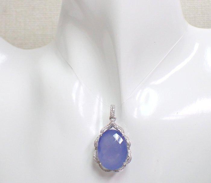 Hanger - 18 karaat Witgoud - 17.00ct. tw. Chalcedoon -, Handtassen en Accessoires, Antieke sieraden
