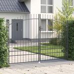 vidaXL Tuinpoort met Lansen Top Dubbele Swing Grijs 200x300, Tuin en Terras, Tuinpoorten, Verzenden, Nieuw