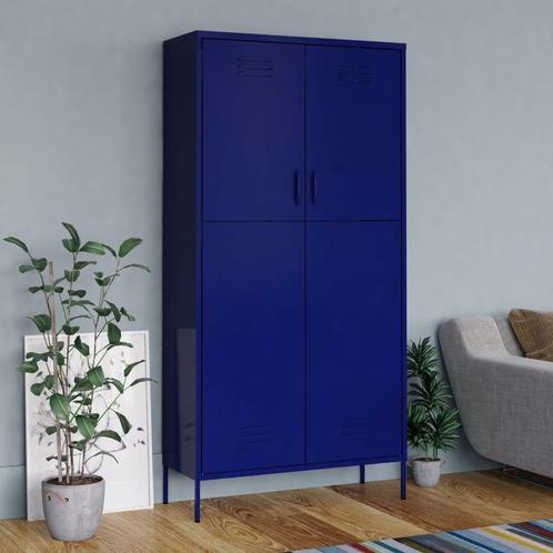 vidaXL Kledingkast 90x50x180 cm staal marineblauw, Huis en Inrichting, Kasten | Kleerkasten, Nieuw, Verzenden