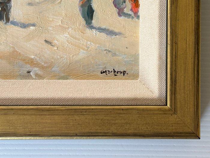 Cor Schaap (1968) - Strandgezicht met Oude Kerk, Antiek en Kunst, Kunst | Schilderijen | Klassiek