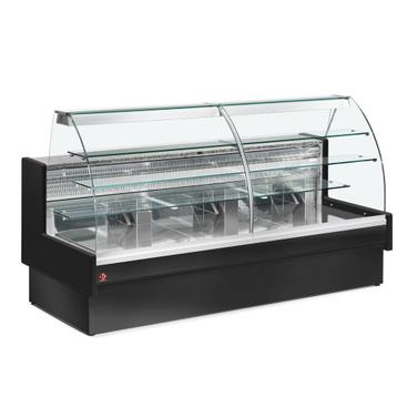 Gekoelde vitrinetoonbank, statisch, ladensysteem, zonder res, Verzenden