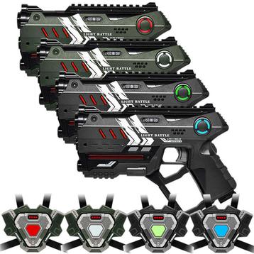 4 Connect laserguns Metallic Groen/Grijs + 4 Connect Vesten, Ophalen of Verzenden