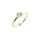 Gouden solitair ring met zirconia (gouden ring, geelgoud), Handtassen en Accessoires, Ringen, 18 tot 19, Gebruikt, Overige kleuren