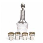 French Louis XVI Revival silver and crystal liqueur set with