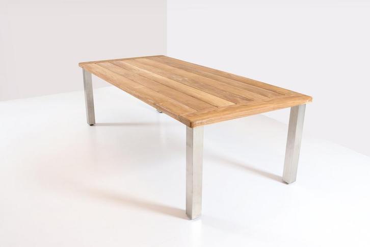 4 Seasons Outdoor Casa Teak tafel rvs poten 240 x 110 cm |, Tuin en Terras, Tuinsets en Loungesets
