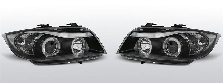 Zwarte Angel Eyes Koplampen voor BMW 3-Serie E90 en E91 2005, Auto-onderdelen, Verlichting, Nieuw, Verzenden