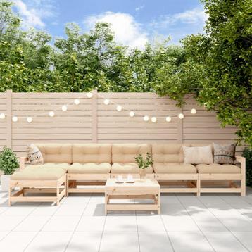 vidaXL 7-delige Loungeset met kussens massief teak, Tuin en Terras, Verzenden, Nieuw, Loungeset