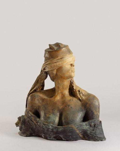 Giuseppe Tirelli - Sculpture, Cortigiana bendata - 29 cm -, Antiquités & Art, Art | Peinture | Moderne