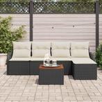 vidaXL Tuinbank Set met kussen 6 pcs Zwart poly rattan, Verzenden, Nieuw