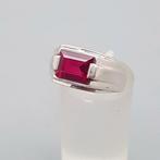 Zilver, Art Deco Robijn(Getest) - Ring - Tank ring, Antiek en Kunst