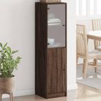 vidaXL Buffet avec porte en verre chêne marron 35x37x142, Maison & Meubles, Verzenden, Neuf