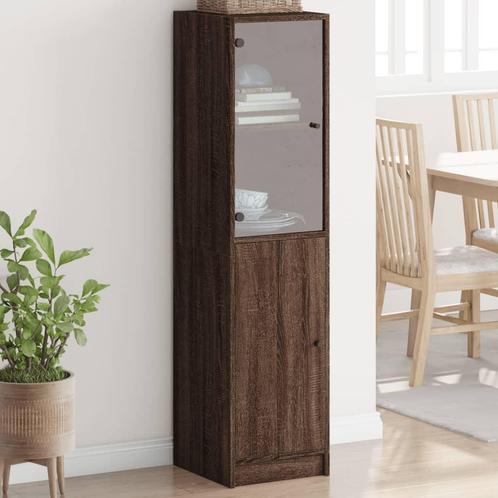 vidaXL Buffet avec porte en verre chêne marron 35x37x142, Maison & Meubles, Armoires | Dressoirs, Neuf, Envoi