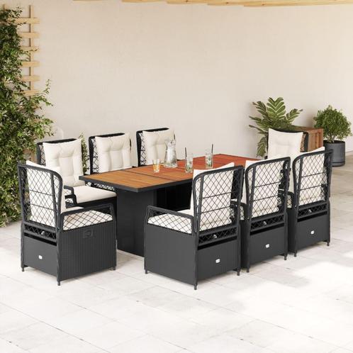 vidaXL 9-delige Tuinset poly rattan zwart, Tuin en Terras, Tuinsets en Loungesets, Tuinset, Nieuw, Verzenden