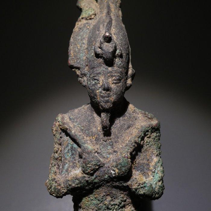 Oud-Egyptisch Brons Osiris God Sculptuur. 15,5 H. Late, Verzamelen, Mineralen en Fossielen