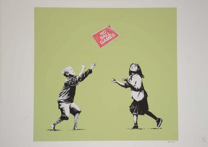 Banksy – No Ball Games – (Na-editie, POW-editie), Antiek en Kunst, Kunst | Litho's en Zeefdrukken