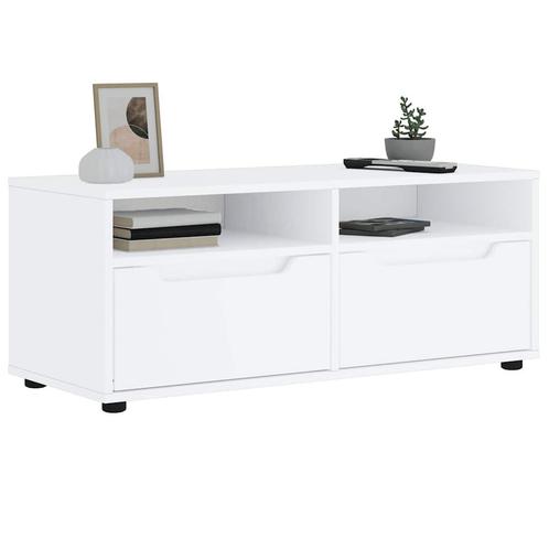 vidaXL Tv-meubel VISNES 100x40x38 cm bewerkt hout wit, Huis en Inrichting, Kasten |Televisiemeubels, Nieuw, Verzenden