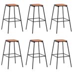 vidaXL Tabourets de bar lot de 6 noir pinÃ¨de solide et, Verzenden