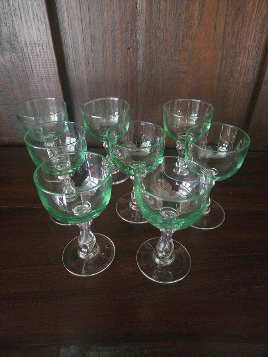 Val Saint Lambert - Drinkservies (8) - Glas - Uranium Port, Antiek en Kunst, Antiek | Glaswerk en Kristal