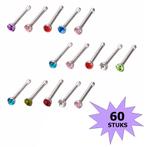 Fako Bijoux® - Neuspiercing - Staafje Kristal - 1.8mm -, Verzenden, Nieuw