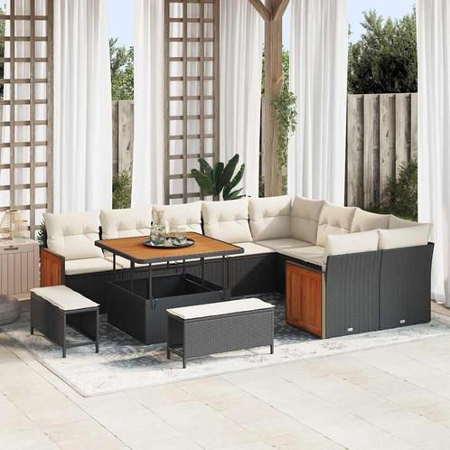 vidaXL Tuinbank Set 12 pcs Zwart, Crème 100 x 100 x 71 cm, Tuin en Terras, Tuinsets en Loungesets, Nieuw, Verzenden