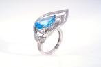 Ring - 18 karaat Witgoud - 5.74ct. tw. Topaas - Diamant, Handtassen en Accessoires, Ringen, Nieuw