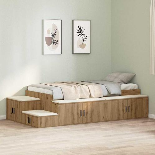 vidaXL Opbergbedframe artisanaal eikenkleurig 244 x 127 x, Huis en Inrichting, Slaapkamer | Bedden, Nieuw, Verzenden