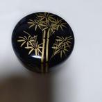 Tea Caddy (Natsume)  Black Lacquer with Bamboo  (Maki-e)