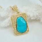 Turquoise - Zilver, Verguld - Ketting met hanger - Turquoise, Antiek en Kunst