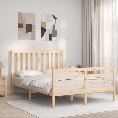 vidaXL Cadre de lit avec tête de lit 140x190 cm bois, Maison & Meubles, Chambre à coucher | Lits, Neuf, Envoi