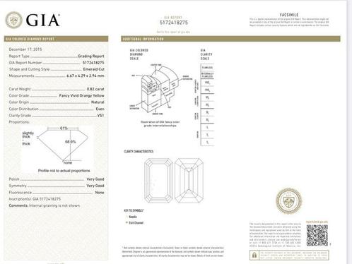 1 pcs Diamant (Naturelle) - 0.82 ct - Émeraude - VS1 -, Handtassen en Accessoires, Edelstenen