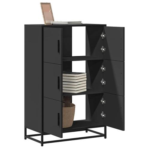 vidaXL Hoge kast 68x35x106,5 cm bewerkt hout en metaal zwart, Maison & Meubles, Armoires | Dressoirs, Envoi