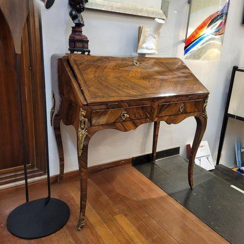 Secrétaire - Parquet en bois précieux - Bureau de pente, Antiek en Kunst, Antiek | Meubels | Stoelen en Sofa's