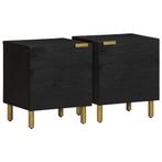 vidaXL Nachtkastje 2 st 40x33x46 cm massief mangohout zwart, Huis en Inrichting, Slaapkamer | Nachtkastjes, Verzenden, Nieuw