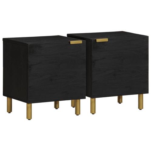 vidaXL Nachtkastje 2 st 40x33x46 cm massief mangohout zwart, Huis en Inrichting, Slaapkamer | Nachtkastjes, Nieuw, Verzenden
