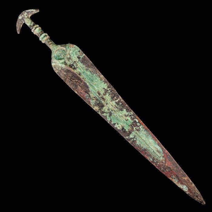 Vroege Griekse Bronzen zwaard met flenshandvat (Zonder, Antiek en Kunst, Antiek | Overige Antiek