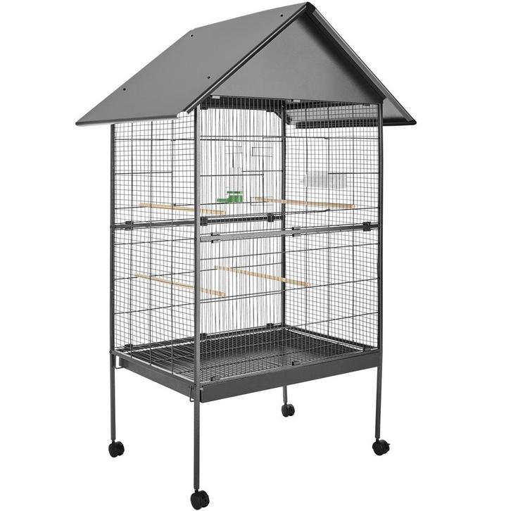 tectake Vogelkooi 168cm hoog - antraciet, Dieren en Toebehoren, Vogels | Hokken en Kooien, Verzenden