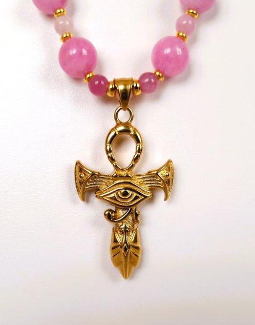 Kunzite - Collier - Aura Pharaonique - Ouvragé - Croix ansée, Antiek en Kunst, Antiek | Boeken en Manuscripten