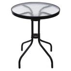 Moderne Zwarte Tuintafel - 60cm Gehard Glas - Gemakkelijk..., Ophalen of Verzenden, Nieuw, Rond, Metaal