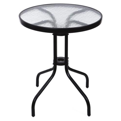 Moderne Zwarte Tuintafel - 60cm Gehard Glas - Gemakkelijk..., Tuin en Terras, Tuintafels, Rond, Nieuw, Metaal, Ophalen of Verzenden