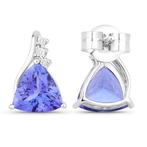 Oorbellen - 14 karaat Witgoud - 2.69ct. tw. Tanzaniet -, Nieuw