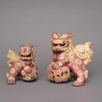 Nice pair of Kutaniware porcelain figures of temple lions