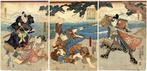 Origineel drieluik met houtsnede - Papier - Utagawa Kunisada, Antiek en Kunst