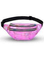 Roze Heuptas Holografisch Twee Ritsen Iridescent Fanny Pack, Handtassen en Accessoires, Tassen | Damestassen, Nieuw, Ophalen of Verzenden