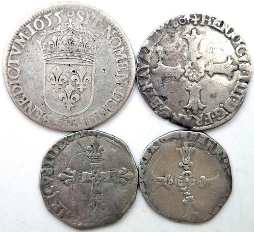 Frankrijk. Lot de 4 monnaies royales en argent (Henri III a, Postzegels en Munten, Munten | Europa | Niet-Euromunten