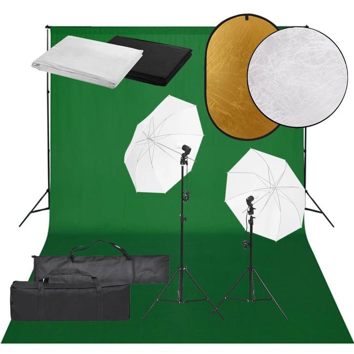 vidaXL Fotostudioset met verlichtingsset, achtergrond en, Audio, Tv en Foto, Fotografie | Fotostudio en Toebehoren, Nieuw, Verzenden