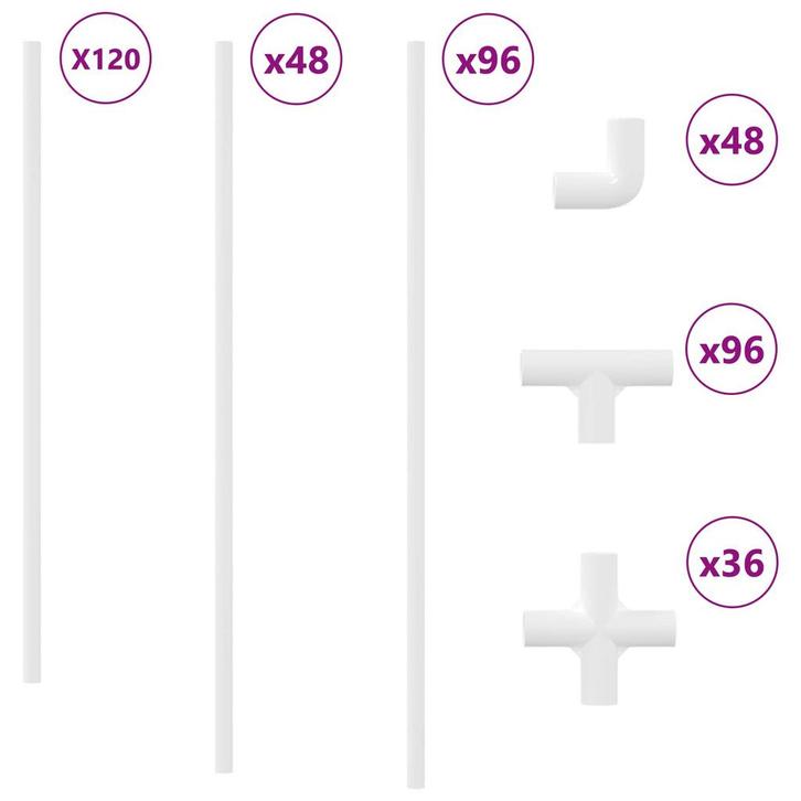vidaXL PVC Pijp 12 pcs Wit 12,2 x 1,8 x 500 mm PP, PE, Bricolage & Construction, Serrurerie de bâtiment & Dispositif de fermeture